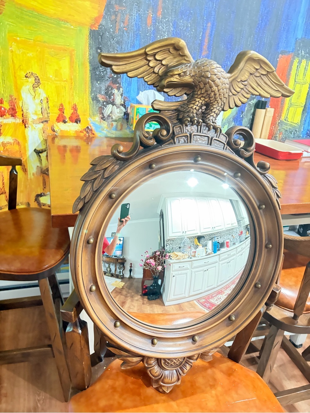 SYROCO AMERICAN EAGLE Convex
Wall Mirror 4010 Gold Large 29×18
Vintage 1960 USA